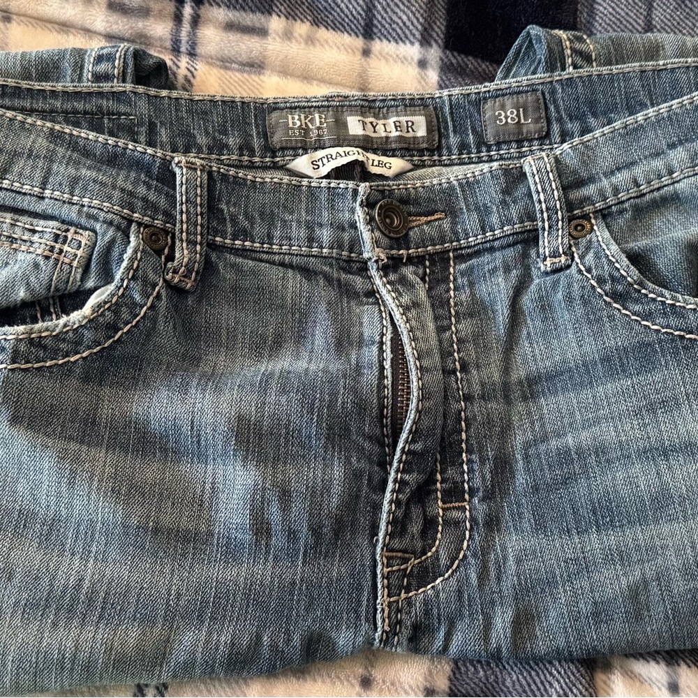 BKE Tyler Straight Leg Blue Denim Jeans - 38L - Picture 4 of 5